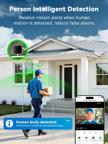 Miniatura 7 de Outinput Cámara de ventana sin taladro de 3MP 2K para seguridad del hogar, cámara de vigilancia de 2.4G y 5GHz con montaje en ángulo de visión