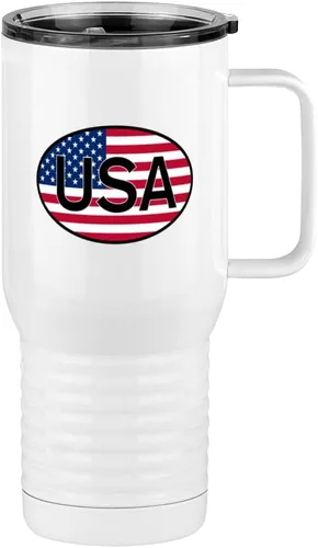 Just So Posh Vaso de bandera de país, diferentes banderas ovaladas europeas en cada lado, taza de café de viaje con asa y tapa deslizante, color