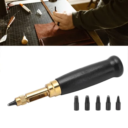 Miniatura 2 de Perforadora de agujero de tornillo, perforadora de agujero para cinturón, 6 tamaños de punta, papel de cuero, tornillo ajustable para coser cuero