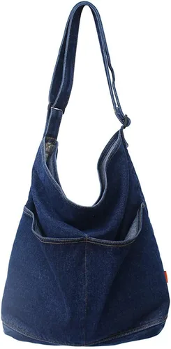 ROUROU Bolso bandolera de tela vaquera para mujer, bolso cruzado de lona de gran capacidad