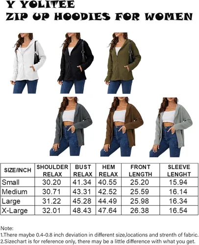 Miniatura 6 de Y YOLITEE Sudadera con capucha y cremallera de punto acanalado de manga larga para mujer