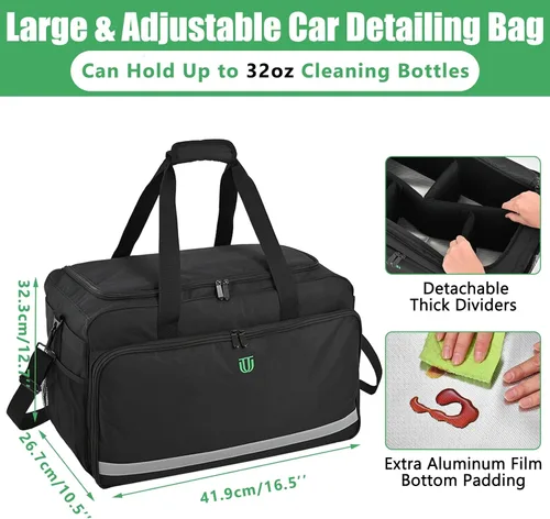 Miniatura 2 de Bolsa Grande para Detallado de Automóviles, Organizador de Limpieza con Tapa y Asa para Suministros de Detallado Automotriz, Organizador de Maletero