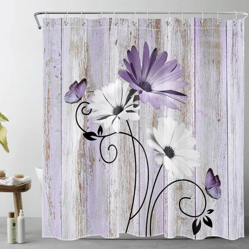 Miniatura 41 de LB Cortina de ducha de otoño para baño, divertido gato negro con fantasma en la bañera en el bosque de otoño, cortina de ducha de tela de cosecha