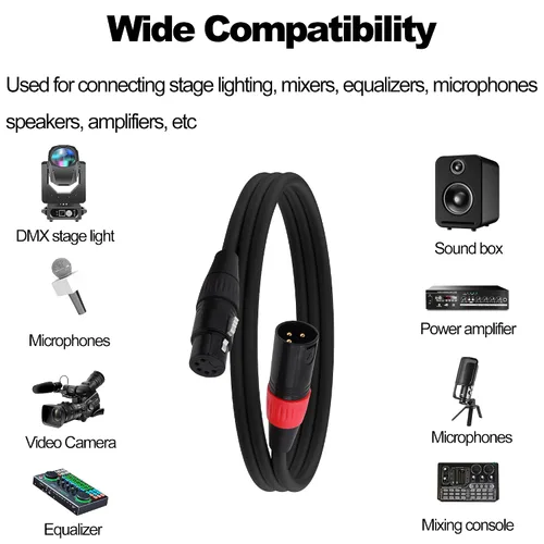 Miniatura 8 de XLR Adaptador de audio macho de 3 pines a 5 pines hembra Cable DMX Cable de altavoces Cable para micrófono DMX Luz de escenario -1M/3.3FT