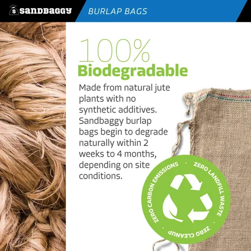 Miniatura 6 de Sandbaggy Bolsas de arena de arpillera - Tamaño: 14" x 26" - Capacidad de peso de 50 lb - Para inundaciones, barrera de agua de inundación, tienda