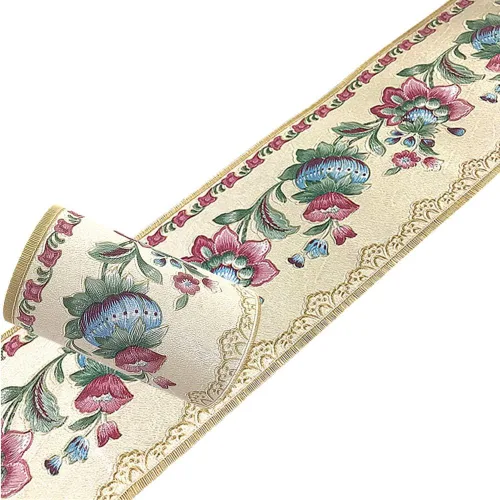 Miniatura 7 de Papel tapiz autoadhesivo de flores de farol, borde de PVC, bordes para baño, cocina, azulejos decorativos 16.4 ft (rojo)