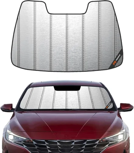 Pigenius Parasol de parabrisas para Hyundai Elantra 2021-2025 Elantra N 2023-2025, acabado plateado metálico