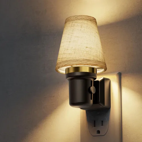 Miniatura 21 de L LOHAS LED Luces Nocturnas Enchufables en la Pared, Luz Nocturna Decorativa de Cilindro de Tela Boho con Borla, Sensor de Crepúsculo a Amanecer