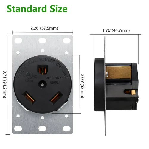 Miniatura 7 de Wengart NEMA TT-30R Receptáculo para caravana, toma de pared industrial de 30 amperios y 125 V para cámperes, caravanas y remolques de viaje