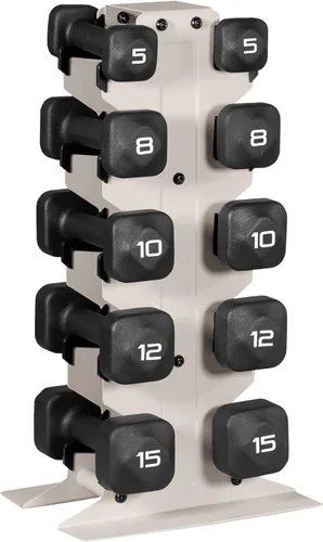 Miniatura 48 de Tone Fitness Juego de mancuernas de neopreno con estante de almacenamiento – Pesos de mano antideslizantes y antideslizamiento para entrenamientos
