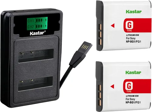 Kastar Batería (X2) y cargador USB dual para Sony NP-BG1 NPBG1 NP-FG1 NPFG1 y Cyber-Shot DSC-W120 W150 W220 DSC-H3 H7 H9 H10 H20 DSC-H50 DSC-H55