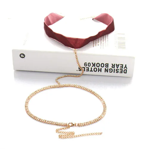 Miniatura 2 de Flosy Cadena sexy para muslo, cadena de cristal dorado multicapa para piernas de verano, cadena de cuerpo con diamantes de imitación brillantes