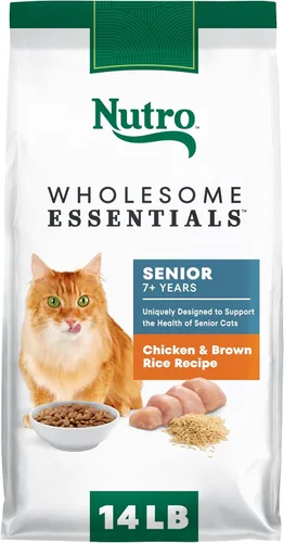Miniatura 11 de Nutro Wholesome Essentials Alimento seco para gatos mayores, comida para gatos mayores, receta de pollo seco y arroz integral, bolsa de 5 libras