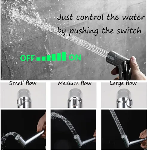 Miniatura 4 de LikeHome Pulverizador de bidé de mano montado en la pared, acabado cromado, espray ajustable, fácil instalación