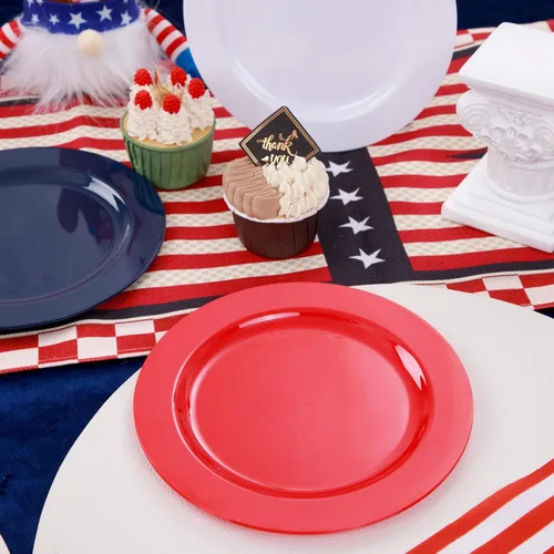 Miniatura 4 de FLOWERCAT 180 platos del 4 de julio para el Día de la Independencia – Las decoraciones incluyen 60 platos azules, 60 platos blancos y 60 platos rojos