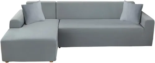 Miniatura 14 de ele ELEOPTION 2 piezas de fundas negras para sofá seccional en forma de L, fundas para chaise de sofá de almohada, funda elástica para sala