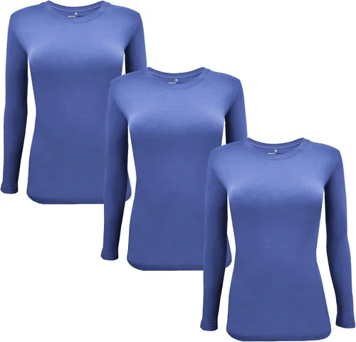 Miniatura 14 de Natural Uniforms Camiseta Under Scrub para mujer, cuello redondo, manga larga, paquete de 3, paquete múltiple de 3