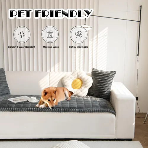Miniatura 2 de ZQFFB Funda para Sofá para Mascotas Perros Lavable Antideslizante Protector para Mascotas Alfombrilla para Perros para Sofás y Sillones Gris-oscuro