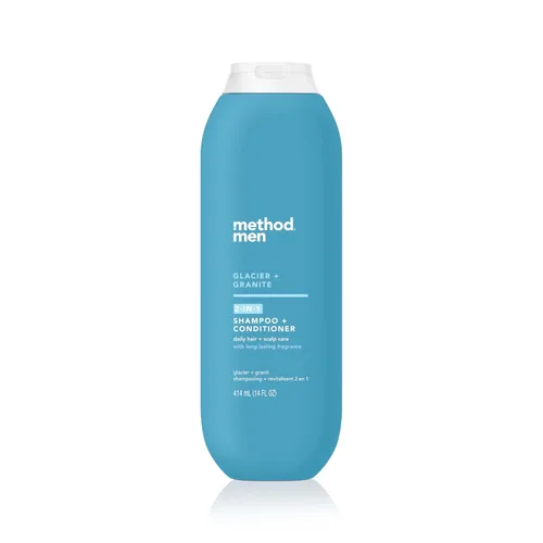 Method Champú y acondicionador 2 en 1 para hombre, glaciar + granito, limpia y acondiciona con aceite de argán y jojoba, fabricado sin parabenos, 14