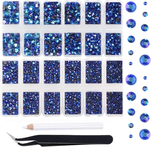 Miniatura 64 de Massive Beads 7800 vasos de hierro termoadhesivos con parte trasera plana, 5 tamaños, diamantes de imitación para hacer proyectos de bricolaje