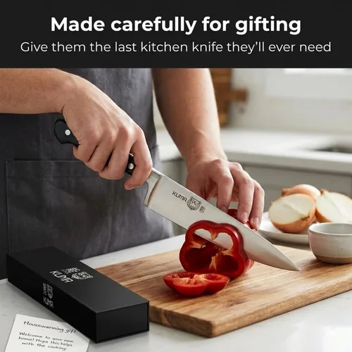 Miniatura 2 de Kuma Chef cuchillo de 8 pulgadas. Corta como un sueño. Mejor cuchillo de chef afiladísimo para tallar, rebanar y cortar en cubos. Mango ergonómico.