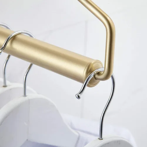 Miniatura 8 de NEWRAIN Soporte Plegable para Ropa Montado en Pared, Gancho de Latón Sólido con Brazo Basculante, Sistema de Colgar Ropa para Armario, Organizador