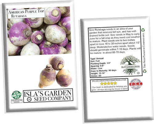 Miniatura 5 de Rutabaga (parte superior púrpura americana), más de 150 semillas de reliquia por paquete, semillas de jardín de Isla (semillas de jardín de Isla)