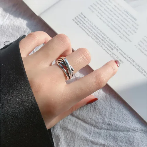 Miniatura 122 de Anillo de plata de ley 925, minimalista, ajustable, hecho a mano, para mujeres y niñas