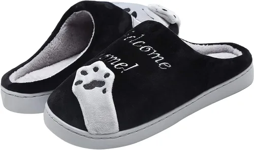 Miniatura 5 de Rojeam - Zapatos de felpa con diseño de gato para mujer, cálidos, antideslizantes, antideslizantes, para mujer y hombre