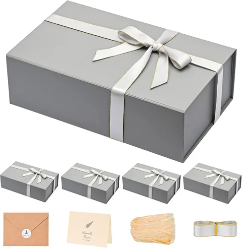 Miniatura 26 de LIFELUM Caja de regalo de 13.5 x 10 x 4 pulgadas, caja de regalo grande con tapas magnéticas, cajas de regalo negras para regalos de graduación