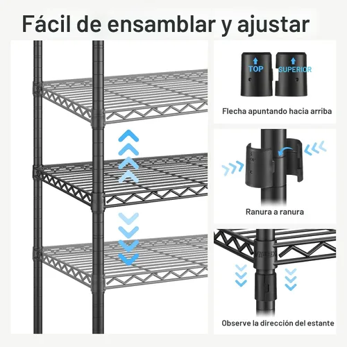 Miniatura 8 de VIPEK R2 Plus - Perchero resistente con 3 niveles de alambre ajustable con varillas dobles y ganchos laterales, estante de almacenamiento Negro