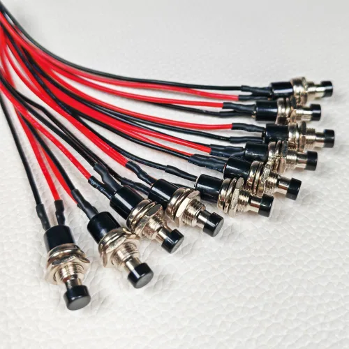 Miniatura 2 de Gebildet 10 piezas de botón de presión momentáneo mini precableado negro 3V-6V-12V-24V-230V/1A, SPST normalmente abierto ON/Off, botón redondo de 2