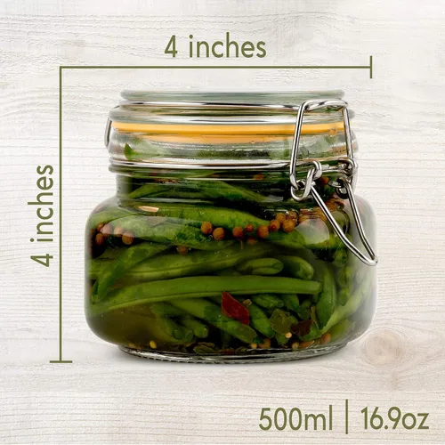 Miniatura 4 de Tarros de vidrio con tapas, tarros de almacenamiento de alimentos de 16 onzas con tapas herméticas a prueba de fugas, tarros de cocina
