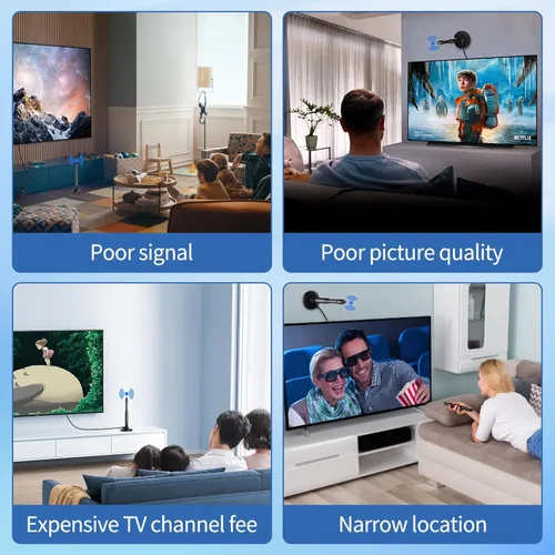 Miniatura 6 de Antena de TV Interior, Antena Digital de Largo Alcance de Más de 650 Millas para Todas las TV, Antena para Smart TV para Canales Locales, Soporta