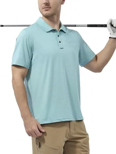 Miniatura 2 de marami Camisetas de golf para hombre, de secado rápido, ajustadas, de manga corta, transpirables, casuales, con bolsillo