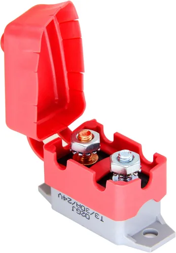 Miniatura 7 de Disyuntor de 6-28V 20A Restablecimiento manual para barcos marinos con cubierta protectora de cinturón rojo de 20 amperios
