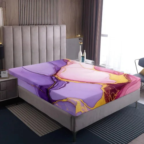 Miniatura 4 de Juego de sábanas con diseño de mármol, sábanas suaves y modernas con patrón de textura de mármol, juego de sábanas y fundas de almohada de 3 piezas