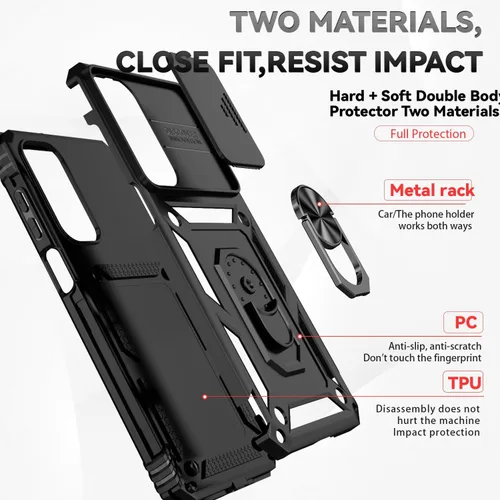 Miniatura 7 de Funda para Samsung Galaxy A16 5G con cubierta para lente de cámara, protector de pantalla HD, doble capa de grado militar, probada contra caídas