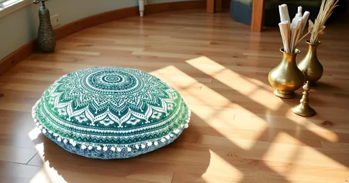 Miniatura 6 de Funda redonda para cojín de piso con mandala, estilo hippie, decorativa, bohemio, para puf otomano, con pompones, fundas de almohada, boho, indio