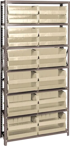 Miniatura 572 de Quantum QSBU-245BK Heavy Duty Shelving Unit with (7) Shelves and (24) QUS245 Black Bins for Garage Warehouse Storage Distribution 400 lb Load