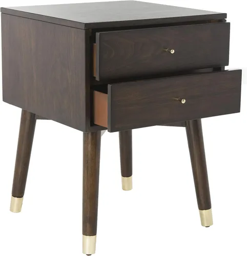 Miniatura 8 de Safavieh Home Collection Lyla Mesita de noche retro de mediados de siglo en negro y plateado Negro / Plateado