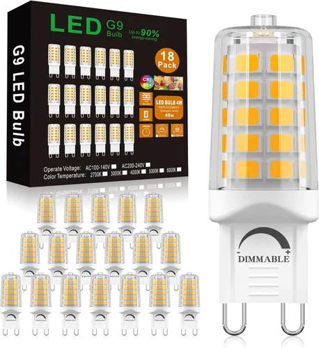 Miniatura 10 de BAOMING Bombilla LED G9 regulable de 4 W, equivalente a halógeno T4 G9 de 40 W, 2700 K blanco cálido suave, 120 V sin parpadeo, iluminación de araña