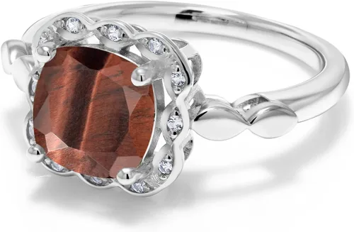 Miniatura 71 de Gem Stone King Anillo de compromiso de plata de ley 925 de 0.315 in con piedra natal y zafiro blanco creado Anillo de compromiso de boda