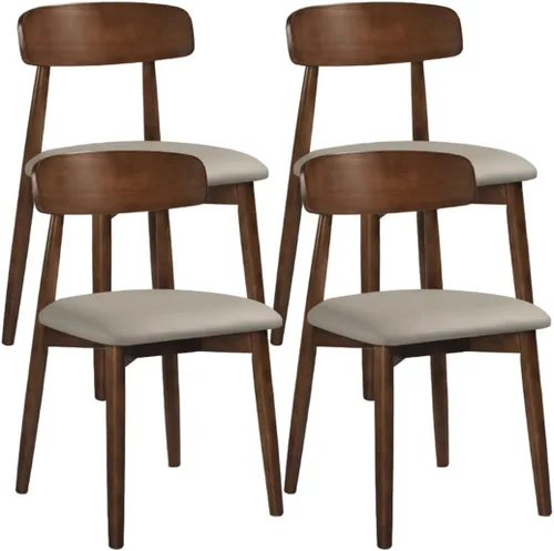 Miniatura 17 de YVYKFZD Solid Wood Dining Chairs, Armless Dining Room Chair Set, Leather Upholstered Kitchen Chairs, Comfy Side Chair with Curved Back, for