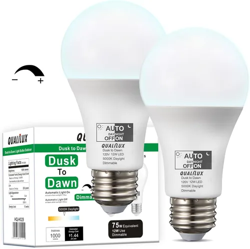Miniatura 15 de Qualilux Bombillas de luz del atardecer al amanecer, bombillas LED de detección de luz automática para exteriores, luz diurna, MR16 GU10 paquete