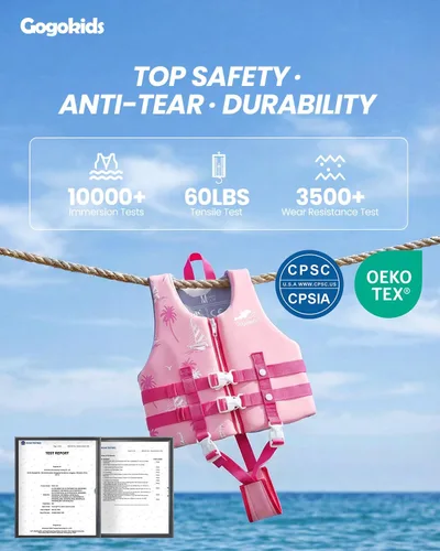 Miniatura 2 de Gogokids Chaleco de natación para niños, flotadores para bebés – Chaleco de flotabilidad para niños y niñas para piscina y playa, para niños de 2 a