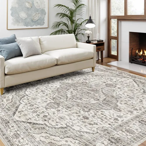 Miniatura 66 de Alfombras de área de 5 x 8 pies para dormitorio, alfombra lavable de 5 x 8, alfombra vintage grande, antideslizante, alfombra bohemia para sala