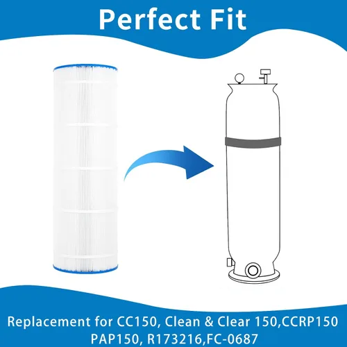 Miniatura 2 de Cartucho de filtro de piscina compatible con CC150, Clean & Clear CCRP150, 59054300, 160317, 160355, 160352, R173216, Posi-Clear PXCRP 150, PAP150