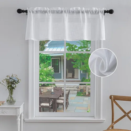 Miniatura 11 de Beda Home - Paneles de cortina texturizados de lino para cocina, sala de estar; paneles cortos rústicos filtrantes de luz para ventanas pequeñas