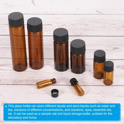 Miniatura 5 de PATIKIL Botella de almacenamiento multimedia de 0.5 fl oz, paquete de 50 botellas de vidrio con tapa de rosca de plástico para laboratorio en casa